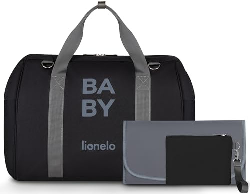 lionelo Ida Mom Bag Barnvagnsväska med 2 inre isolerade fickor för flaskor, våtservetter, förvaringsmadrass, kosmetikväska, rem för fastsättning av barnvagnen, Svart, IDA