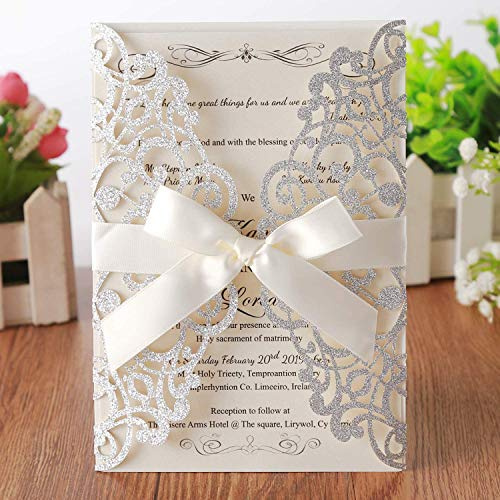 Hosmsua 50x biglietti di invito per matrimonio con buste per compleanno fidanzamento compleanno inviti di matrimonio stampa personalizzata (50 pezzi)