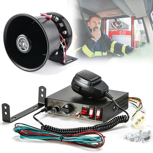 STMKB Auto-Megaphon, 200-W-Autoalarm-Host Mit Lautsprecher, 9-Ton-Autoalarmhupe, Lauter Ton, Einfache Installation, Für Rettungsmaßnahmen, Technische Operationen, Feuerwehrautos Usw.