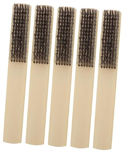 Cepillo de Madera de Mango de Acero Alambre 5 Inoxidable Piezas | Color Beige, Trabajo Fino en Espacios Estrechos, para Limpiar Manchas de Pintura
