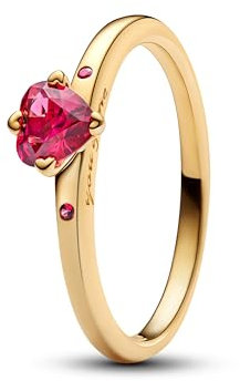 PANDORA Moments Explosion der Liebe Ring aus Sterling Silber mit 14k vergoldeter Metalllegierung mit künstlichem Kristall und Zirkonia, Größe: 54, 166574C01-54