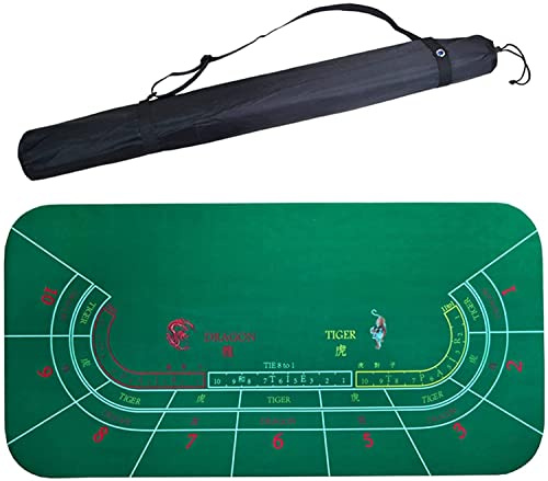 J3DFGFLR Portable Poker Table Top 18090 M Baccarat Layout Casino Poker Rubber Tablecloth Green Table Mat Board Cloth with Shoulder Bag Poker Pad Fun Game Night Supplies - Cool Casino Gift for Kid