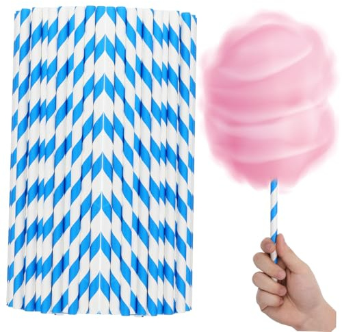 EPIGEIST 50pcs Paper Stick Consumables Candy Corn Cones Bags for Candy Cotton Sticks and Bags Cotton Cones Cake Paper Spoon Blue