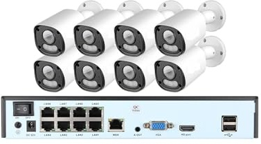 JOXLOVER Kit di Telecamere IP Poe da 6 MP Rilevamento Persona Facciale CCTV Video Sorveglianza Sicurezza per Esterni(None,6MP 8Cam 8NVR)