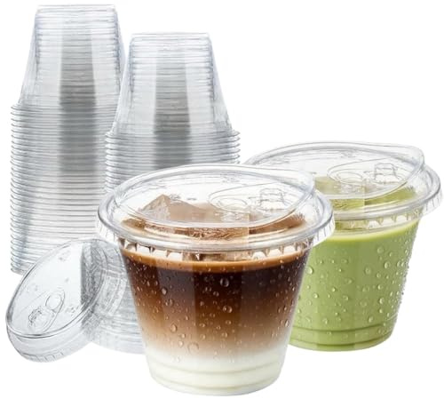 Artsotroly 25 Sets- 9 oz Clear Plastic Cups with Strawless-Sip-Lids, Plastic Iced Coffee Cups for Cold Drinks, Smoothies and Juices