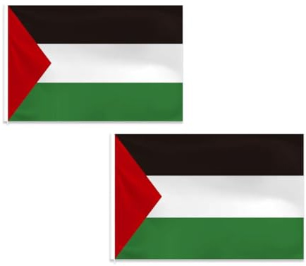 2 Pcs Palestinian flag (90x150cm et 60x90cm) Drapeau de la Palestine Indoor/Outdoor Quality Polyester with Vivid Color, drapeau palestine