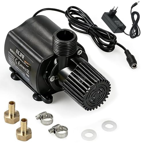 12V Wasserpumpe mit Drehzahlregelung,800L/H 4,5M Tauchpumpe Wasserpumpe Klein,5-Gang-Drehzahlregelung Teichpumpe Pumpe Edelstahl,Submersible,Teichpumpe,Aquarium Pumpe