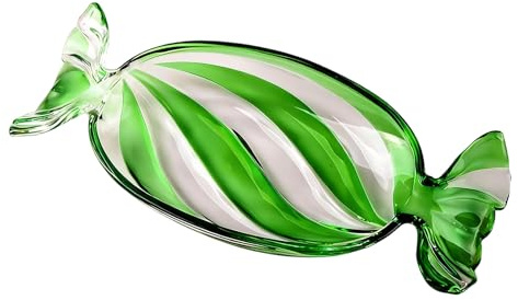 ZEPFJHE Plato de cristal para dulces de Navidad, bandeja para servir postres, galletas, aperitivos, platos de postre, centros de mesa, decoración de cristal, colorido plato de caramelos