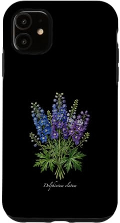 Custodia per iPhone 11 Delphinium pianta illustrazione Delphinium elatum