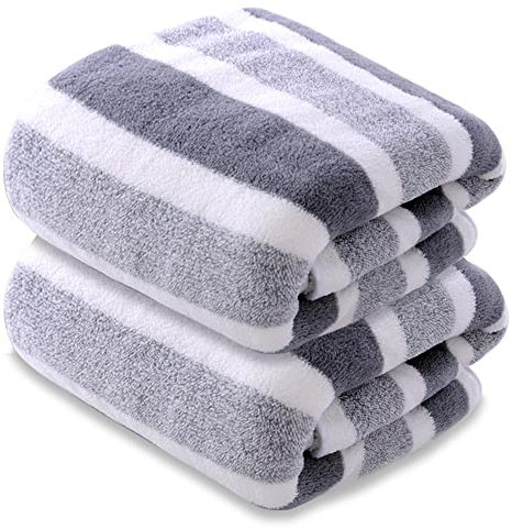 SOFTBATFY Mikrofaser-Badetücher, 2 Stück leicht, saugfähig, super flauschig und schnell trocknendes Handtuch für Reisen, Urlaub, Fitness und Yoga (70 x 140 cm, Cabana Grey)