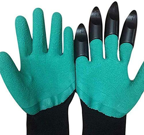 Pongaps Unisex Garden Gloves with Fingertips Claws Digging Planting Gloves Gripper
