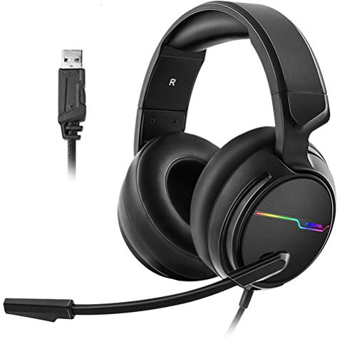 Xiberia Casque de jeu filaire USB 7.1 Son surround pour PC Gamer Xiberia 3,5 mm Bass Casque de jeu pour PS4/Xbox One/Mac avec micro