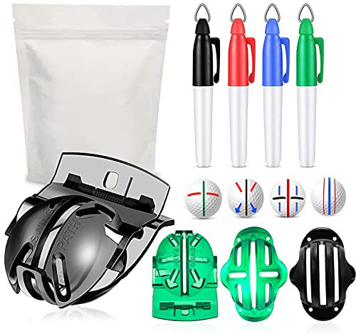Geeorzo Golfball Markierer Kits, 4 Stücke Ausrichtungssets für Golfbälle, Golfball-Liner Golfball-Markierungswerkzeuge mit 4 Stück Golfball Markers für Golf Zubehör (4 Stück)