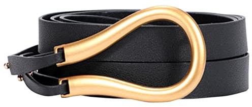 Block Garden Women PU Leather Waist Belt Double Strap Tie Wrap Cinch Belt, 01 Black