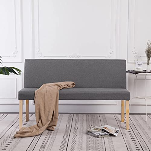 Makastle klassischen Design Bank mit Rückenlehne, Sitzbank Esstisch Bank Esszimmersitzbank Sitzbank Küchensitzbank Polsterbank für Esszimmer Wohnzimmer Flur, 139,5 cm Hellgrau Polyester