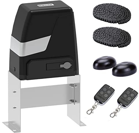 GATEXPERT GT1000DC Automatic Sliding Gate Opener Kit with Remote Transmitters and 20ft Chain, DC Motor for The Gate up to 2200 pounds and 40 feet