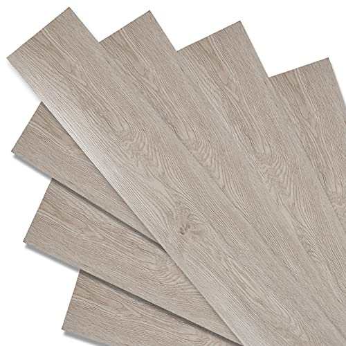 Tubiaz Vinylboden Selbstklebend PVC Bodenbelag 28 Fliesen 3,9 m² Selbstklebende Vinyl-Fliesen 91.5x15.2 cm White Oak Vinyl Laminat Verschleißfest Geeignet für Badezimmer Küche Wohnzimmer