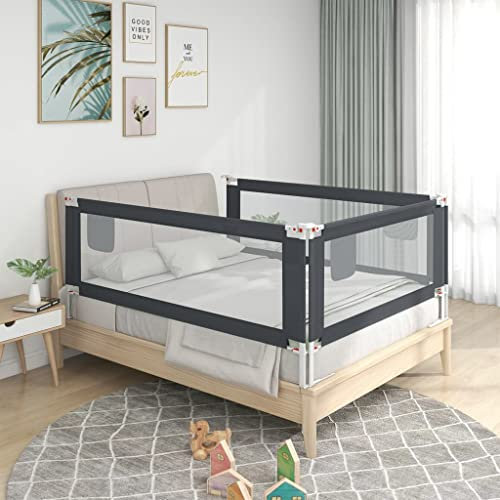 homiuse Kleinkind-Bettschutzgitter Dunkelgrau Rausfallschutz Bett Bettumrandung Babybett Rausfallschutz Boxspringbett Kinderbett Bettgitter Bettschutzgitter Bettkantenschutz 100x25 cm Stoff