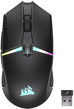 Corsair NIGHTSABRE RGB Wireless Gaming Mouse for FPS, MOBA - 26,000 DPI - 11 Programmable Buttons - Up to 100hrs Battery - iCUE Compatible - Black