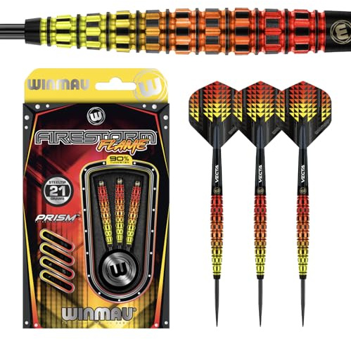 WINMAU Firestorm Flame Professionelles Wolfram-Dart-Set mit Flights und Schäften (Shafts)