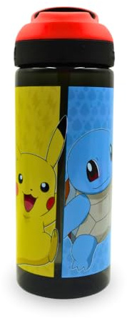 Xpressions HOX Pokémon Drinks Bottle Reusable BPA-free Plastic Water Bottle with Carry Loop Removable straw & spills Proof for fan & Collector Pokémon licensed Merchandise 600ML