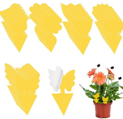 50Pcs Trappola per Mosche, Insetti Mosche Trappole, Giallo due Lati Adesivi Trappole Appiccicose,Flycatcher per Insetti Volanti, Cimici, Zanzare, Afidi, Ideale per Piante Sul Balcone o in Giardino
