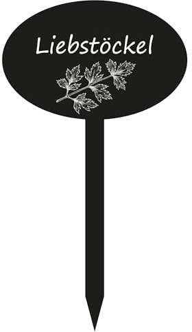 INDIGOS UG - Marqueur de plantes en panneau composite d'aluminium - pour jardin, parterre de fleurs - livèche - 12,5 cm de haut - résistant aux intempéries - étiquettes de plantes étiquetées - étiquet