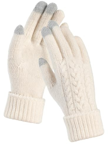 TRENDOUX Merino Wool Thermal Winter Gloves Womens, Soft Touch Screen Gloves | Thick Comfortable Knitd Wool, Skin-Friendly Material, Lightweight Liner For Christmas Gifts, Sports, Running, Walking, Typing