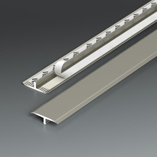 Raouoae Übergangsprofil Selbstklebend T-Profil Ausgleichsprofil 2 Stück 80/90/100/120cm Breite 15 Mm Boden Abdeckleiste Ausgleichsprofil Für Fliesen Laminat/Parkett(Champagner,2 Stück 80cm)