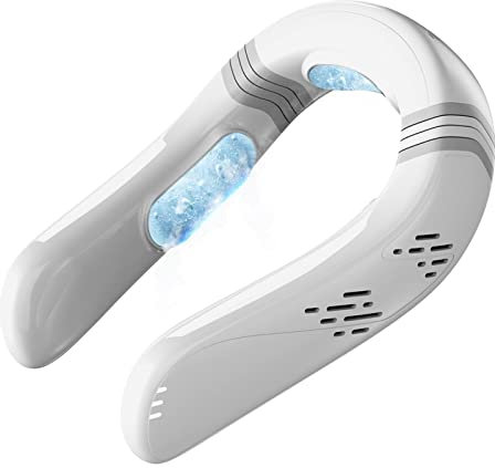 Ventilatore da collo portatile con tecnologia di refrigerazione a semiconduttore, funzionamento silenzioso, misura regolabile per un'estate tranquilla e fresca (bianco)