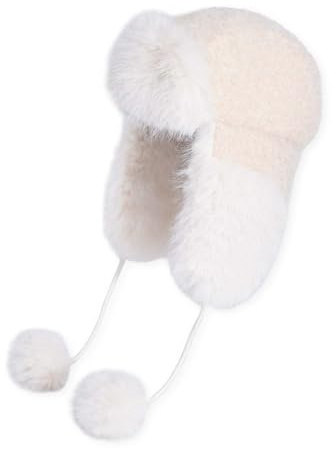 WUODHTW Damen Winter Warm Knit Beanie Skull Cap Russische Uschanka Trappermütze mit Ohrenschutz Skimütze Jagdmütze Fellmütze