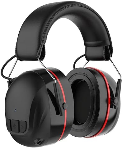 Bluetooth 6.0 Gehörschutzkopfhörer mit wiederaufladbarem Akku,120 Stunden Betriebszeit,30dB SNR,Ohrenschützer mit Geräuschunterdrückung zum Mähen/ Holzarbeiten/Landschaftsbau(Silikon Ohrenschützer)