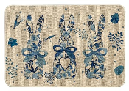 Artoid Mode Blu Porcellana Legno Carota Coniglio Coniglio Pasqua Moquette Decorazione Della Casa Cucina Tappeto Tappeto Per Interni Arredamento Esterno 40x60 cm