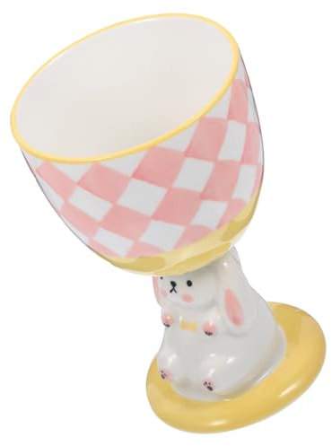 Amosfun Trinkbecher Kaninchenkelch Wiskygläser Wassernapf Water Cup Wasserkelch Cocktailbecher Flasche Deckel Wegbringen Untertasse Espressotassen Geburtstag Kelch Dessertbecher Weinkrug Keramik Rosa