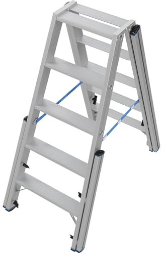 KRAUSE | Treppen-Stufenstehleiter | mit NiVEauausgleich | beidseitig begehbar | 2x5 Stufen