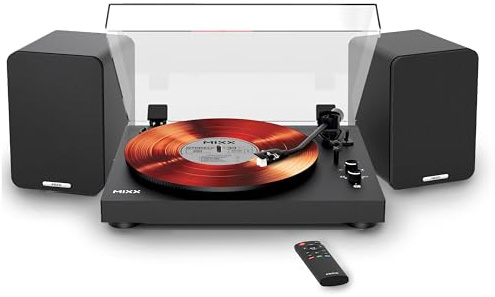 Mixx Analog System 5 Hi-Fi Vinyl Record Player Bundle | 50W RMS Wireless Speakers | Bluetooth Turntable with RCA, Optical & Bluetooth Connectivity | AT3600L Cartridge
