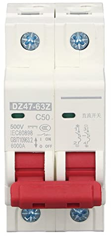 Fusibles Tbest, Disjoncteur Miniature DC Mini 50A DZ47 63Z C50 2P Disjoncteur pour Système Solaire Photovoltaïque DC500V