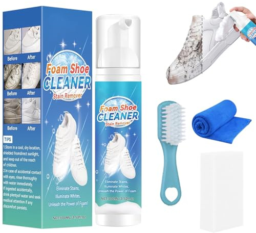 BoloShine Pulisci Scarpe, 200ml Pulizia Scarpe Scamosciate Kit con Spazzola, Asciugamano e Spugna, Rimuove Sporco e Macchie, per Camoscio, Nabuk, Maglia, Stivali, Ginnastica e Pelle