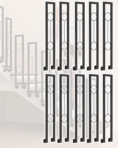 Barandilla industrial negra mate para escaleras, pasamanos de hierro forjado en forma de U para interiores y exteriores, montaje lateral, 75 cm de altura, perfecta para escaleras y terrazas