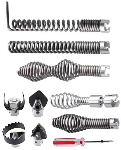 10 PCS Drain Snake Attachment, Drain Cleaner Combination Cutter Head Fit for Rid-gid K400 C4 C6 C7 C8 C9 Models, Drain Auger Cutter Kit for 5/8 Drain Snake Cable Heads Tips