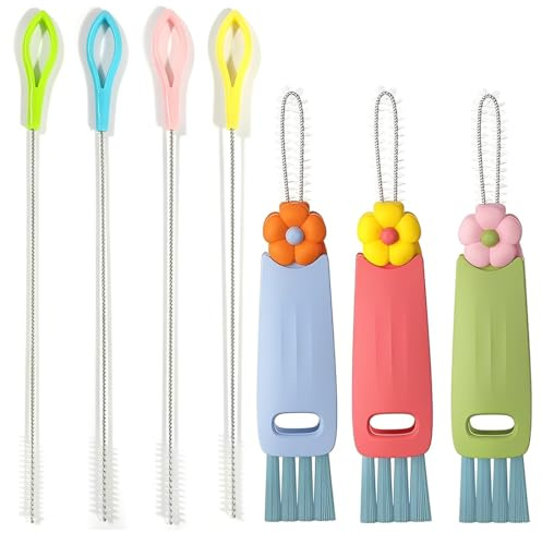 JYNXOR Cepillo Botellas,3 Piezas Limpiador de Tapas de Tazas 3 en 1, Cepillo de Huecos Multifuncional,Cepillos de Botellas de Agua Portátil, para Varias Tazas y Botella