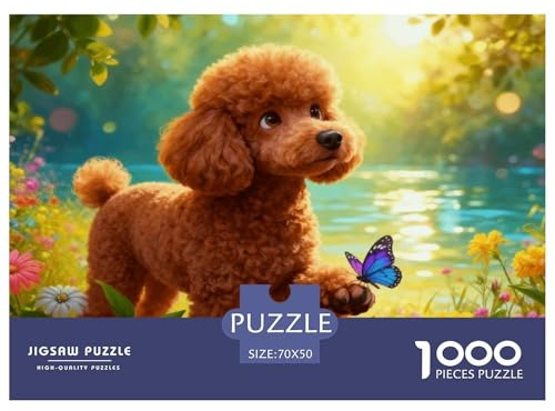 Puzzle Caniche 1000 Pièces pour Adultes Et Enfants, Jeu De Famille, Casse-tête Buisson Fleuri de Printemps, Décoration Intérieure, Cadeau Adulte 70x50cm/1000pcs