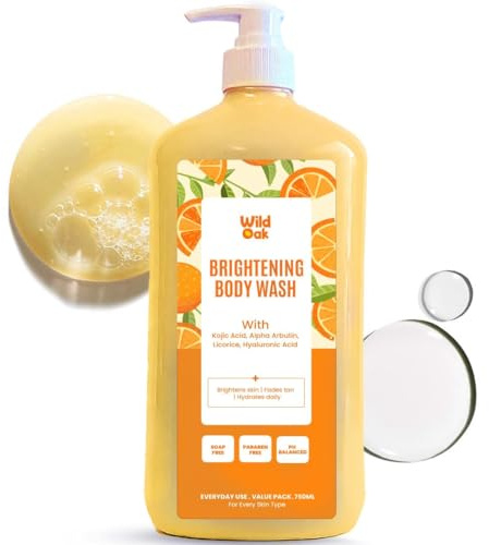 Brightening & De-Tan Body Wash 750 ml Value Pack Kojic Acid, Alpha Arbutin, Hyaluronic Acid, Probiotics, Niacinamide Ceramides BrighteningShower Gel forGlowing SkinPigmentation
