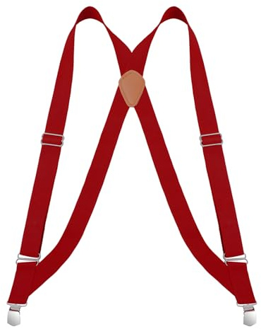 Buyless Fashion Herren X Hosenträger - 122cm elastische verstellbare Riemen 3 cm - 5115-Red
