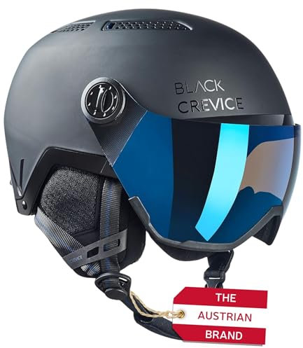 Black Crevice Skihelm Chamonix mit Visier, matt schwarz/blau, M (55-58 cm)…