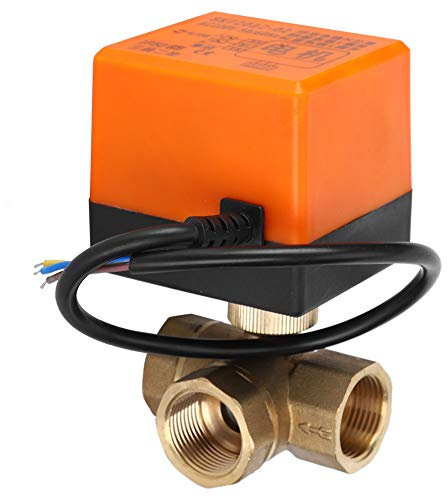 Vanne à bille motorisée, vanne à bille électrique en laiton à passage intégral à 3 voies AC 220V 3 voies, 6W eau gaz(G3/4)