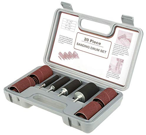 Schleifhülsen, Spindle Sander, Power Sading Sleeves Trommelschleifer-Set 20-teiliges Trommelschleif-Kit Spindelschleif-Trommelschleifer-Werkzeugsatz mit Koffer für Bohrmaschine für Heimwerker-Hob