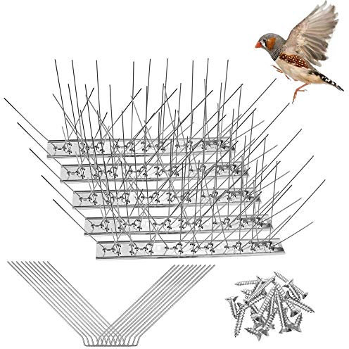 RMENOOR Taubenabwehr Spikes 5 Pcs Vogelspikes Edelstahl Vogelschutzgitter Rostfreie Taubenschutz Dachrinne Universell Vogelabwehr Spikes Taubenabwehr für Tauben Spatzen Elstern(2.7 * 25cm)