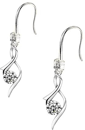 TOFBS Elegante Tropfen Ohrhänger Zirkonia Schmuck Silber Ohrringe Damen Infinity Twist Kristall Anhänger Hochwertige Schmuckstücke