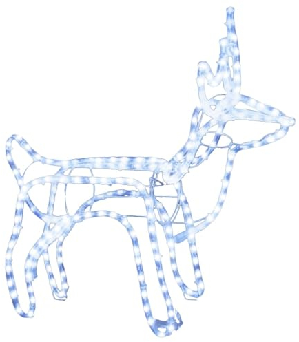 vidaXL Figura de Reno de Navidad, Luces Navideñas Decorativas, Decoración Adorno de Navidad, Iluminaciones para Hogar Exterior, Blanco Frío